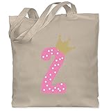 Shirtracer Kindergeburtstag Geschenk - 2. Geburtstag Krone Mädchen - Unisize - Naturweiß - Geschenk - WM101 - Stoffbeutel aus Baumwolle Jutebeutel lange Henk