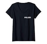 Damen Polizei Shirt, Beidseitig Brust & Rücken Uniform Verkleidung T-Shirt mit V