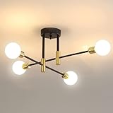 Osairous Sputnik Deckenleuchten, Deckenleuchten 4 Arme Durchmesser 60cm, 180 ° verstellbare Deckenleuchter für Loft Esszimmer Wohnzimmer, E27 Glühbirne N