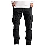 SUNNSEAN Cargohose Herren Große Größe Cargo Hose Casual Baumwollhose Einfarbig Locker Trekkinghose Loungewear Fitnesshose Activewear Laufhose Regenhose Jogging