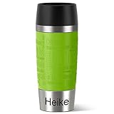 Emsa Isolierbecher MIT Gravur (z.B. Namen) 360ml TRAVEL Mug Limette grün mit persönlicher Rundgravur, Travelmug Kaffee & Tee Thermo to-go-Becher mit Quick Press Verschluss 100%