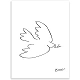 Picasso Friedenstaube Linie Zeichnung Poster Kunstdrucke Abstrakte Tier Leinwand GemäLde Schwarz Weiß Wand Bilder Bild FüR Wohnzimmer Wohnkultur Rahmenlos 30×40