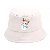 Dingyi Damen Fischerhut Sonnenhut Netter Schneemann-Druck-Fischer-Hut Kawaii Eimer-Hüte Männer Frauen Straße Hip-Hop-Eimer-Kappe im Freien Sonnencreme Sun Fishing Hat Reisehut S