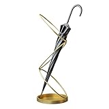 Umbrella stand Schirmständer Runde Flurschirmständer, Robuster, Schicker Regenschirm-Organizer-Halter aus Metall mit Auffangschale, für Zuhause, Büro, Einkaufszentrum, Wohnheim (Color : Gold)