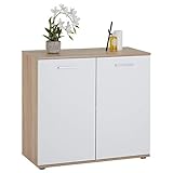 CARO-Möbel Kommode Chicago mit 2 Türen, Moderne Anrichte in Sonoma Eiche/weiß, Sideboard Mehrzweckschrank für W
