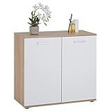 CARO-Möbel Kommode Chicago mit 2 Türen, Moderne Anrichte in Sonoma Eiche/weiß, Sideboard Mehrzweckschrank für W