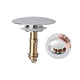 Pop Up Klicken Federablaufgarnitur, aufschiebbare Waschbeckenstöpsel Pop Up Ablaufventil für Küche, Bad Waschbecken, Badewanne, massivem Messing Verchromung, 40mm, 66