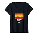 Damen Caspe Spanien | ES Flagge Stadt - Bandera - T-Shirt mit V