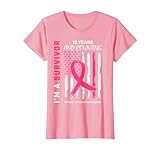 Damen Amerikanische Flagge, Rosa Bewusstsein 15 Jahre Brustkrebs-Überlebende T-S