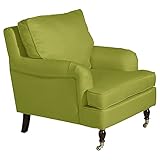 LCSA Landhaus Sessel Fernsehsessel Polstersessel Relaxsessel Vintage Design rollbar (Color : Apfel)