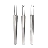 ZIEM 3pcs Akne Clip Gesichts Pickel Komedonen Nippers Gerade Mitesser Tweezer Set Edelstahl Blemish Werkzeuge Gebog