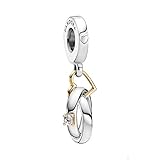 Pandora Zweifarbige Hochzeitsringe Charm-Anhänger mit Sterling-Silber und 14 Karat Gold und Cubic Zirkonia Steinen aus der Pandora Moments C