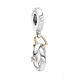 Pandora Zweifarbige Hochzeitsringe Charm-Anhänger mit Sterling-Silber und 14 Karat Gold und Cubic Zirkonia Steinen aus der Pandora Moments C