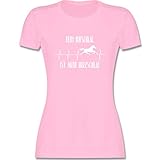 Pferde Geschenk und Reiten Zubehör - Dein Hufschlag ist Mein Herzschlag - S - Rosa - Pferde Tshirt mädchen sprüche - L191 - Tailliertes Tshirt für Damen und Frauen T-S