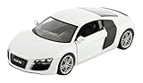 Welly Audi R8 V10 Modellauto, weiß, Maßstab 1:34, Druckguss-Metall-Tü