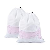 OTraki Wäschesäcke Groß 50x60cm 2er Pack mit Kordelzug Verschluss Wäschenetz Feinmaschig für Waschmaschine Wiederverwendbare Wäschebeutel für College Wohnheim und Wohnung