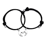Gergxi Pärchen-Armband, modisches Armband, Baumwollseil, Liebesvögel, Anhänger, Magnet, Delfine, Schmuck, Souvenirs, Geschenk für Mädchen, Jungen, Männer, Frauen, schwarz + schw