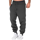 Xmiral Herren Jogginghose Elastische Taille Mit Kordelzug Einfarbige Sportarten Haremshose Fitness Laufhosen (Dunkelgrau, M)