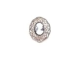 WL Fashion Brosche antik silber-schwarz Kamee Frauenportrait mit Glassteinen umrahmt 070-00167