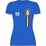 Fussball WM 2022 Fanartikel - 12. Mann Italien Emblem - XXL - Royalblau - t Shirt Italien - L191 - Tailliertes Tshirt für Damen und Frauen T-S