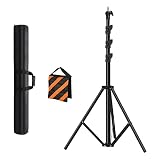 Soonpho AIR Lampenstativ Stabil 3m, Aluminiumlegierung Lichtstativ mit Luftfederung, Einstellbar Hoch 107-300cm, 8kg Traglast, Leuchtenstativ für Foto Studio Softbox Blitz Monolight Ringlicht(schwarz)