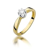 Damen Solitär Versprechen Ring Verlobungsring Antragsring 585 14k Gold Gelbgold natürlicher echt Diamant B