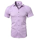 Hemd Herren Kurzarm Kentkragen Einfarbig Tops Herren Business Work Gastgeber Hochzeit All-Match Hemd Herren Moderner Urban Style Lässig Knopfleiste Shirt H