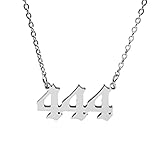 Engelszahl Halskette Kette Damen mit Anhänger - Ketten Schmuck mit 111 222 333 444 555 666 777 888 999 Engelszahlen Edelstahlkette Versilbert,Alte Englische Numerologie Halskette Anhänger Chok