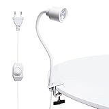 DoRight LED Klemmleuchte inkl. GU10 5W Warmweiß 3000K Leuchtmittel Dimmbar 360° Flexibler Schwanenhals EU-Stecker Leuchten LED Bettleuchte 1,8 Meter Kabellänge AC 220-240V (Weiß)