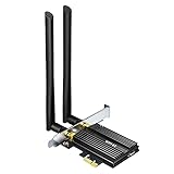 WiFi 6E AX210 PCIe WiFi Karte für PC Bluetooth 5.2 mit Kühlkörper (2,4 GHz, 574 Mbps oder 5 GHz, 6 GHz2400 Mbps) Intel AX210 Chip, MU-MIMO, OFDMA, Ultra-Low Latency 802.11AX Dual-Band PCI-E