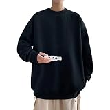 Herren Sweatshirts Pullover Keine Kapuze Lose Stil 2021 Streetwear Harajuku Hoodies Outwear, Schwarz , M