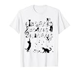 Meowsci Colorful Cats Playing Music Clef Piano Musician Art T-S