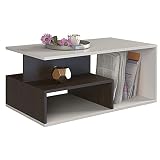 ADGO Prima Couchtisch 90x51x43cm Modern Rechteckig Kleiner Niedriger Beistelltisch für Wohnzimmer, Tisch mit Regalen und Stauraum, Geometrische Kaffeetisch Sofatisch Wohnzimmertisch (Wenge Mix)