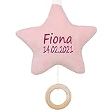 Spieluhr Stern rosa Geschenk mit Namen und Geburtsdatum p