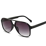 Hanpiyignstyj Sonnenbrille, Übergroße polarisierte Sonnenbrille Damen Mode Gradient Sonnenbrille Retro Design Schwarze gelbe Sonnenbrille (Frame Color : Polarized, Lenses Color : Double Gray)