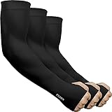 beister 3 Paar Arm Sleeves UV-Sonnenschutz Armmanschetten Finger Tattoo Cover für Herren Damen, Kühlarmschutz für Baseball, L