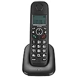 Elprico Schnurloses Telefon mit Anrufer-ID, LCD-Display, Gratisanruf, One-Touch-Wahl-Hörer Schnurloses Telefon EU-Stecker 100‑240 V(Schwarz)