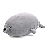 RIHUD Niedliche Siegel Kuscheltier Weiche Baumwolle Plüschtiere Kissen Kissen Geschenk für Halloween Weihnachten Grau 45