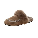 Plüsch Hausschuhe Damen Winter Warme Gefüttert Pantoffeln Filz-Hausschuhe: Elegant Kuschelige Gäste Schuhe Slipper Bequem Leicht Pantoletten Pure Farbe Geschlossen W