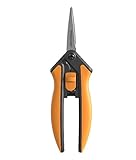 Fiskars Microtip Gartenschere SP13, Länge: 21,5 cm, Hochwertige Stahlklingen/Kunststoff Griff, Schwarz/Orange, Solid, 1051600