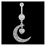 JIEERCUN 1 STÜCK Mix Stil Vintage Angel Dream Catcher Baumeln Ringe Mond Piercing Nabel Bauchbar Button Ringe Body Piercing Schmuck Bauchketten (Color : C)