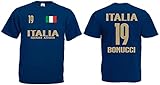 Italien-Italia Bonucci Herren T-Shirt EM 2020 Trikot Look Style Squadra 19 Dunkelblau XXL