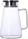 LIUBINGER Teekanne Teekanne Glas Wasser-Krug Ice Cold Juice Karaffe mit Edelstahldeckeln Borosilikat-Glaskanne Kettle for Rotwein Saft Milch eiskalten Wasser Heißer Kaffee (Size : 1500ml)