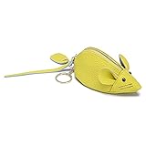 Damen Geldbörse aus echtem Rindsleder, mit Reißverschluss, süße Cartoon-Maus-Tasche, gelb (Gelb) - CL-8077