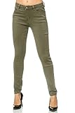 Elara Damen Stretch Hose Skinny Jeans Elastisch Chunkyrayan G09-5 Olive 38 (M)