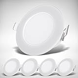 B.K.Licht I 5er Set LED Bad Einbauleuchten Weiß I IP65 wasserdicht I Ultra Flach 30 mm I Ø68 mm Lochbohrung I Ø86 mm I Weiß I 5 x 3W LED I 5x 350 Lumen I neutralweiß I Bad-Einb