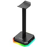 Pkfinrd Kopfhörer-Stand-Kopfhörerhalter RGB Leuchtend 4X USB 2.0. Ports Gaming Headset Stand Bracket Kopfhörerhalter (Color : Black, Size : One Size)