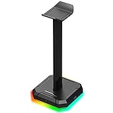 Pkfinrd Kopfhörer-Stand-Kopfhörerhalter RGB Leuchtend 4X USB 2.0. Ports Gaming Headset Stand Bracket Kopfhörerhalter (Color : Black, Size : One Size)