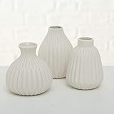 3er-Set Vasen 'Esko' Porzellan weiß