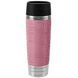 Emsa Thermobecher TRAVEL Mug Grande Altrosa 0,5 L mit Rund-Gravur gelasert Edelstahl Soft-Touch-Manschette mit Quick Express V